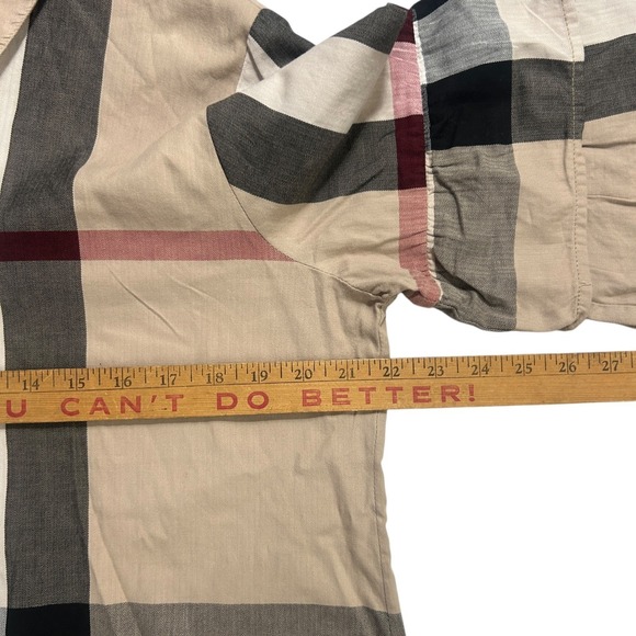 Plaid Ruffle Sleeve Blouse L Cotton Boho Casual Relaxed Artsy Earthy - Picture 8 of 9